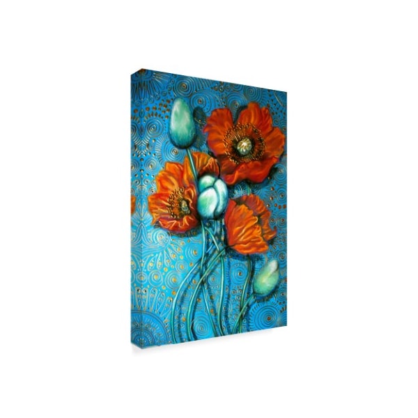 Cherie Roe Dirksen 'Orange Poppies On Blue' Canvas Art,30x47